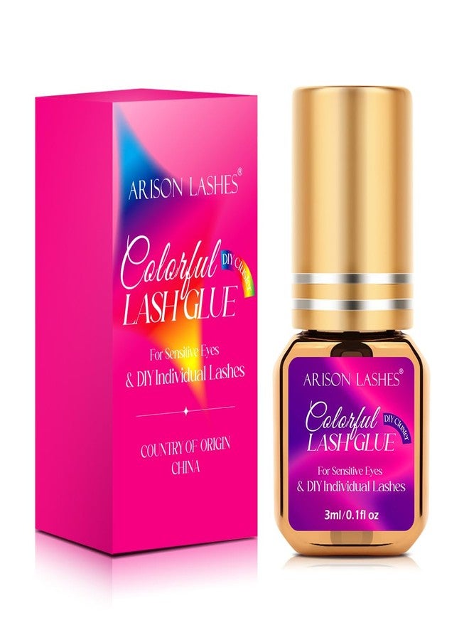 أريسون لاشز غراء رموش للرموش الحساسة، سريع الجفاف، مقاوم للماء، غراء رموش فردي يدوم طويلاً، وصلات رموش يمكنك تركيبها بنفسك، تثبيت قوي (بنفسجي - 3 مل) - Image 1